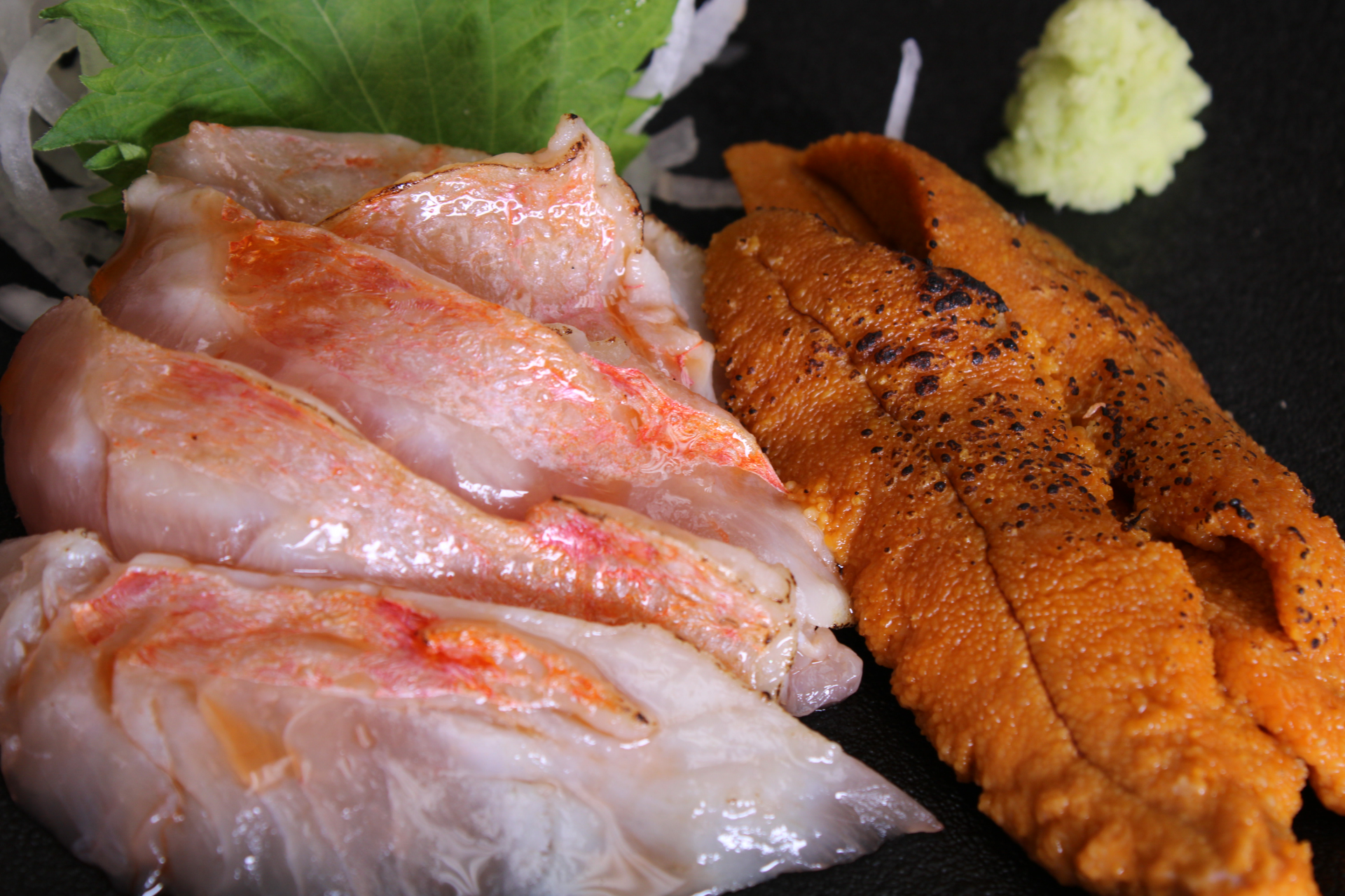 Shiro's Sushi Restaurant - Kinmedai (golden eye snapper) is a unique fish  with huge eyes to see in the deep waters surrounding Tokyo, particularly in  Kanagawa and Shizuoka prefectures. To prepare this
